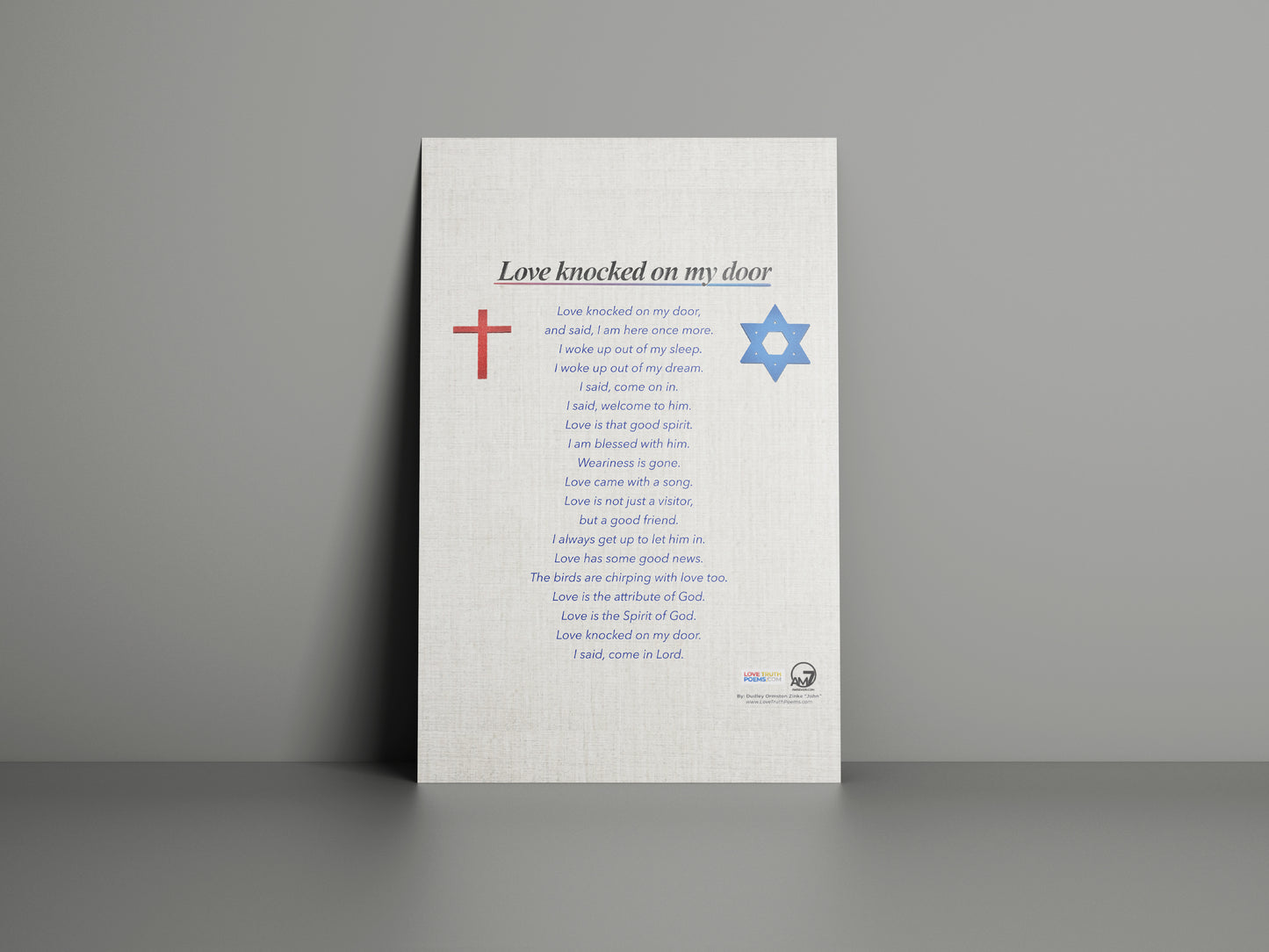 "Love Knocked on my Door" Poem-Written by: Dudley Ormston Zinke (Digital Download)