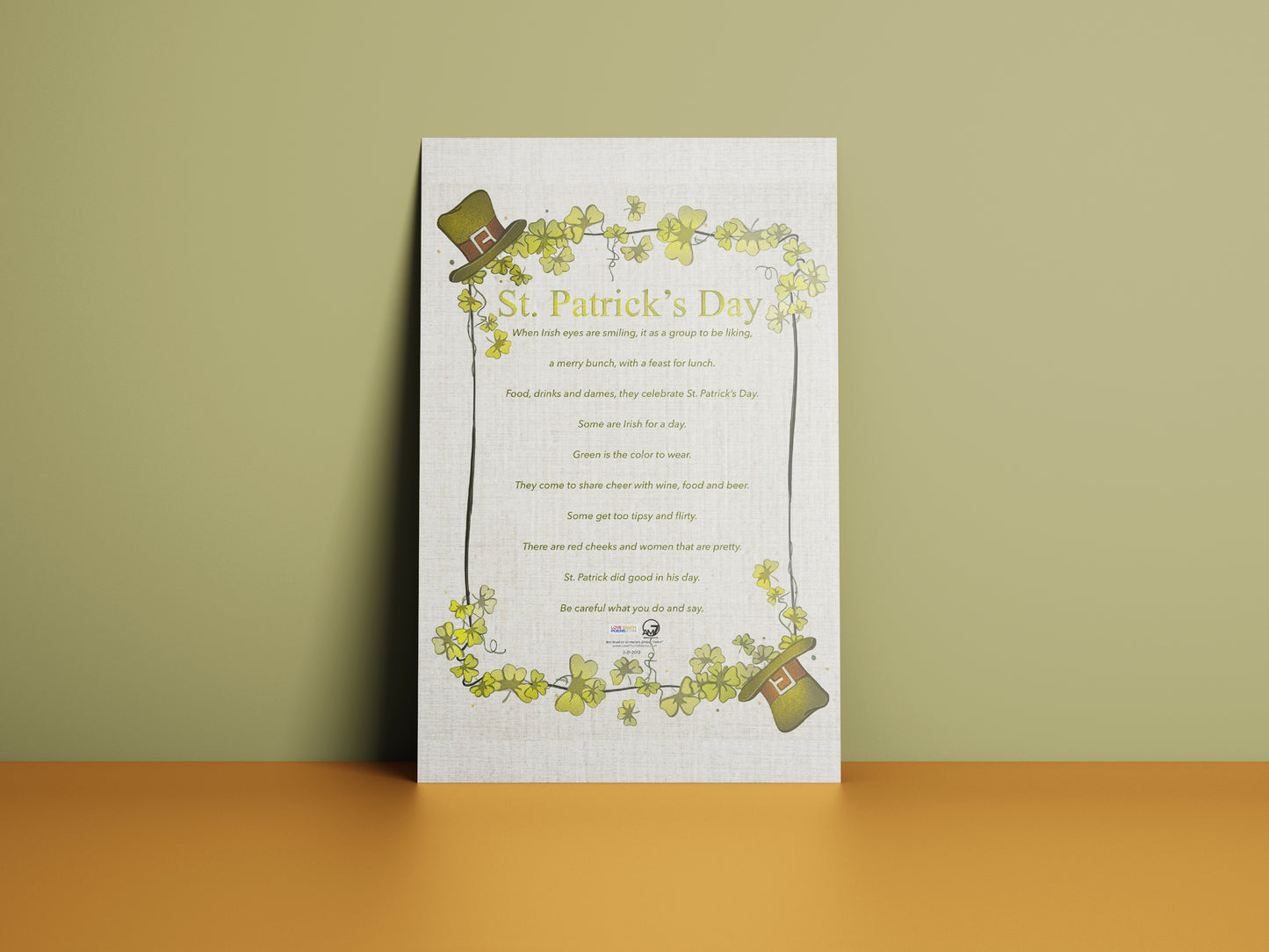 "St. Patricks Day" Poem-Written by: Dudley Ormston Zinke (Digital Download)